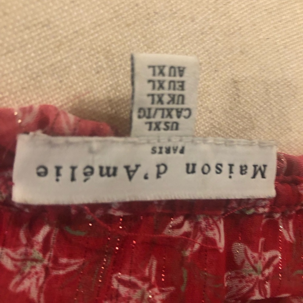 Red Floral Smocked Waist Sleeveless Dress - Picture 6 of 6